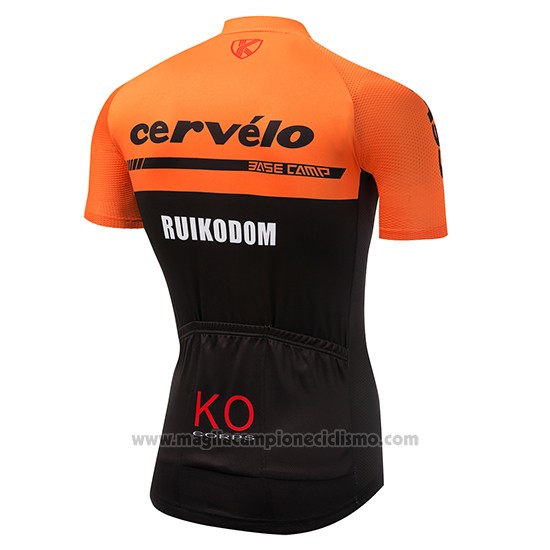 2018 Abbigliamento Ciclismo Cervelo Arancione e Nero Manica Corta e Salopette
